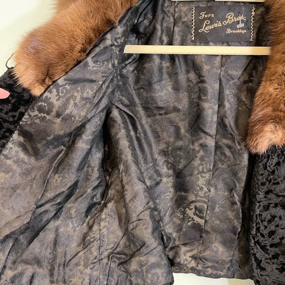Vintage LEWIS BROS. FURS BROOKLYN Womens Black Fur Crop Winter Jacket Size M/L - Picture 10 of 10